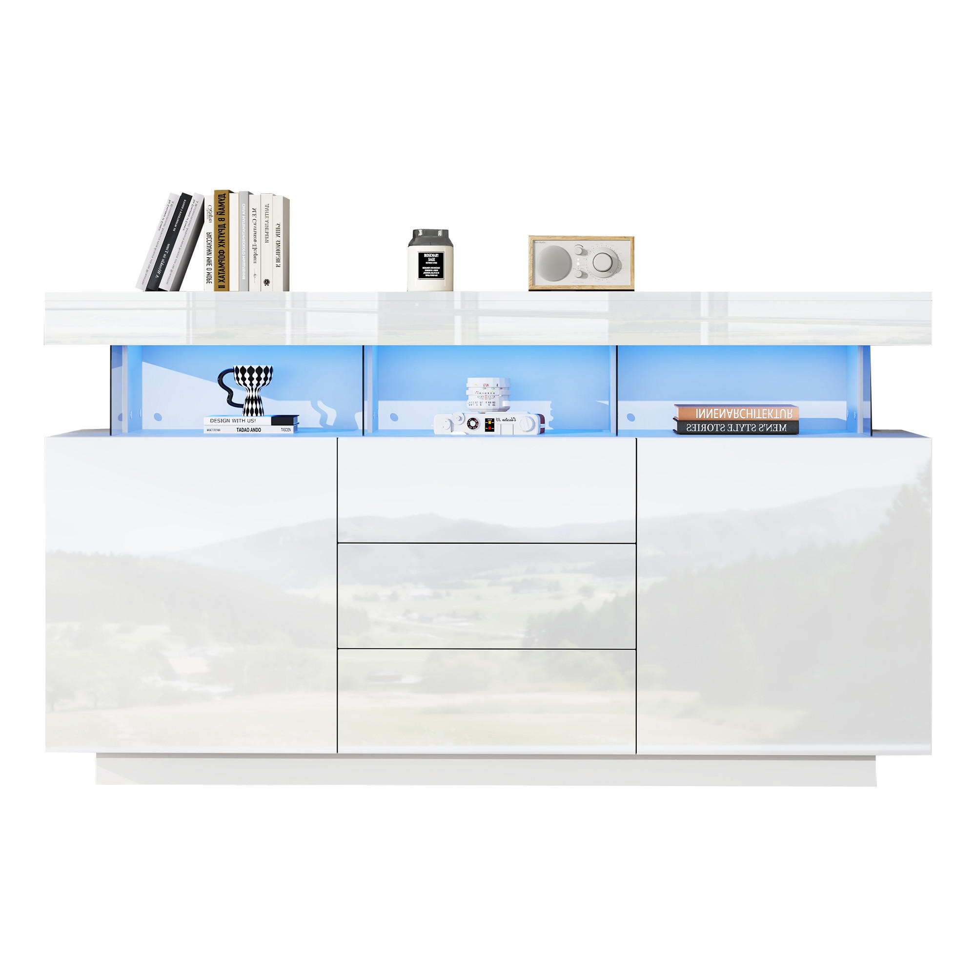 SIDEBOARD Weiß 140/35/80 cm - Weiß, Holzwerkstoff (140/80/35cm) - PANGIVO