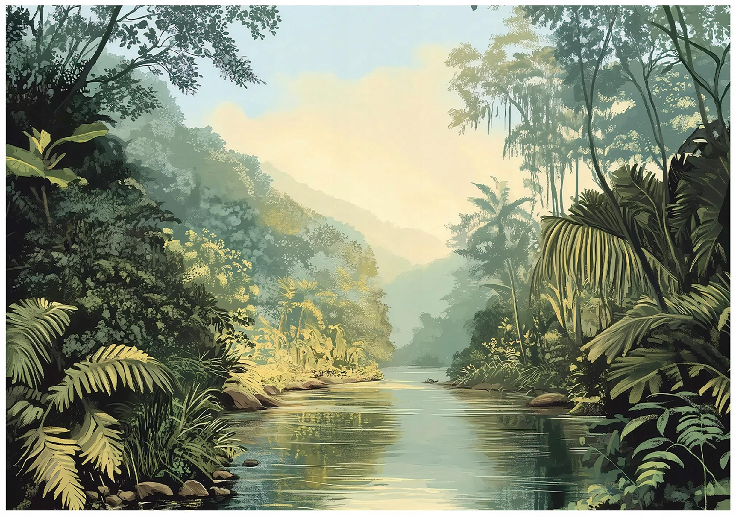 FOTOTAPETE Dschungel Natur Tapete Wohnzimmer Schlafzimmer 200x140 - Grün, Papier (200/140cm) - Wallarena