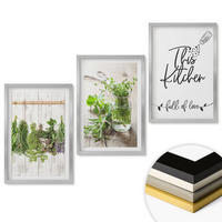 WANDBILDER 3er Set - 40x60 cm Silberner Rahmen - Küchenthema: Getrocknete Kräuter - Silberfarben, Kunststoff (40/60cm) - ArtPrintCave