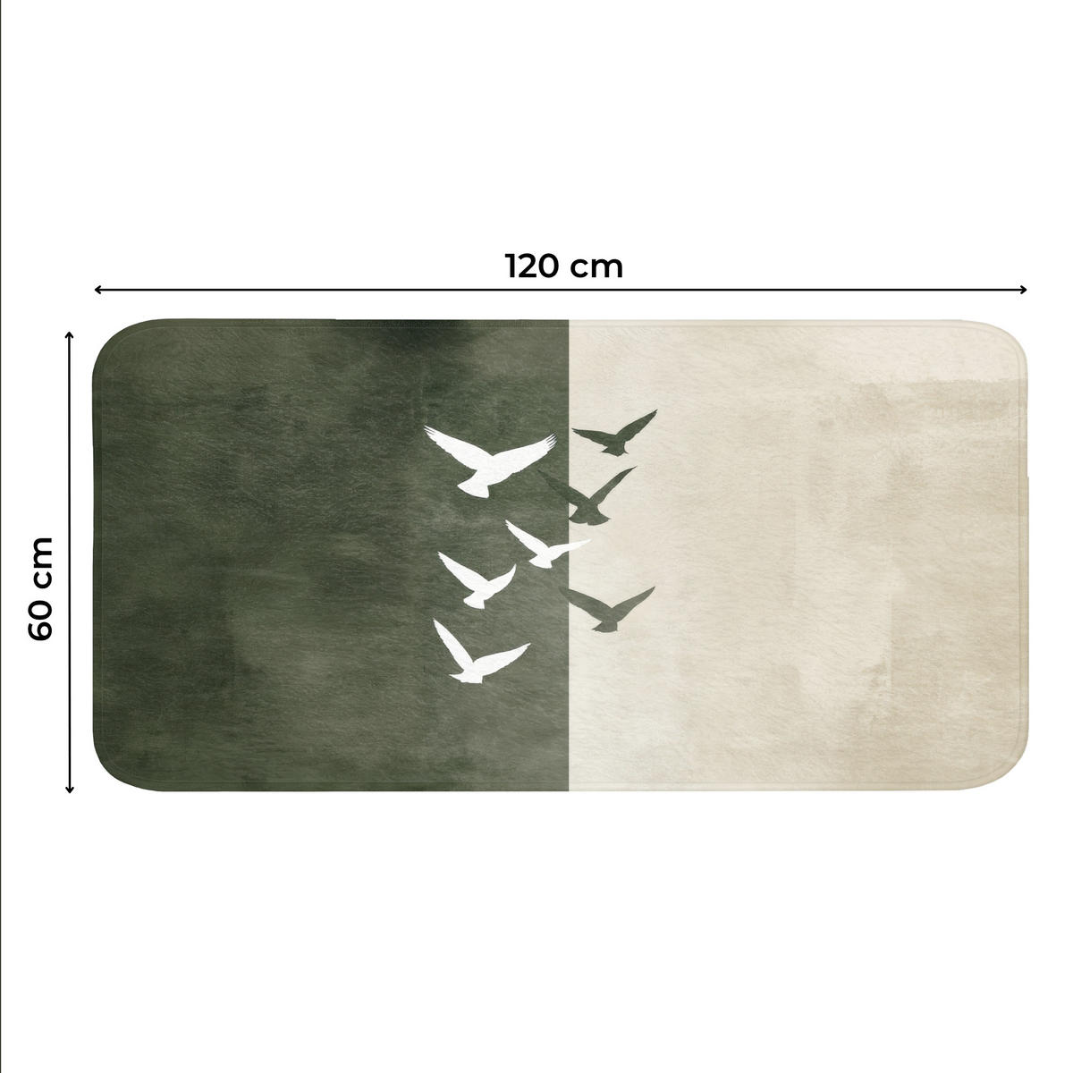WC PŘEDLOŽKA Japandi - Pták - Zelený 120x60 cm - olivově zelená, textil/plast (120/1cm) - OnlyWow