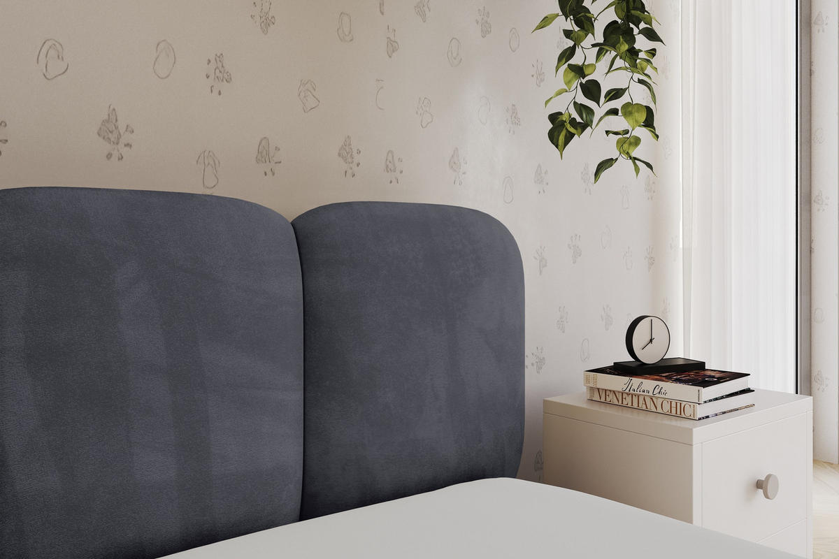 EINZELLBETT Jugendbett mit Bettkasten, Links - AVRY 100x200 Dunkelgrau - Dunkelgrau/Graphitfarben, Holzwerkstoff/Textil (100/200cm) - ALTDECOR