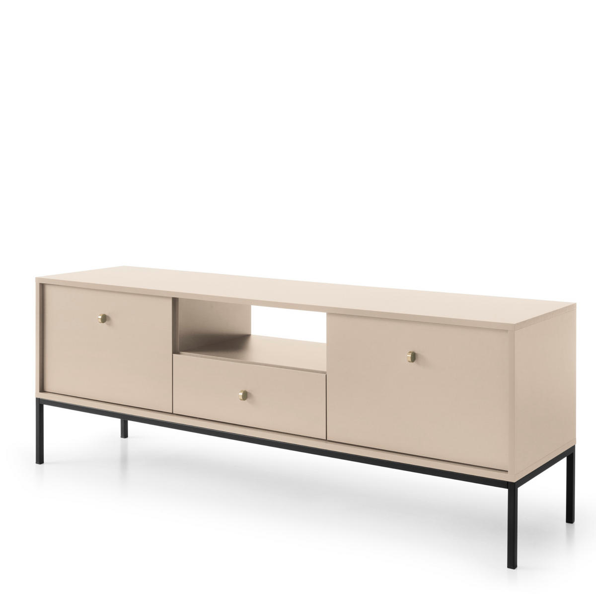 LOWBOARD TV MONCTON RTV1-2D1S Metalgriffe, Beige - Beige, Holzwerkstoff/Kunststoff (154/56/39cm) - Komodee