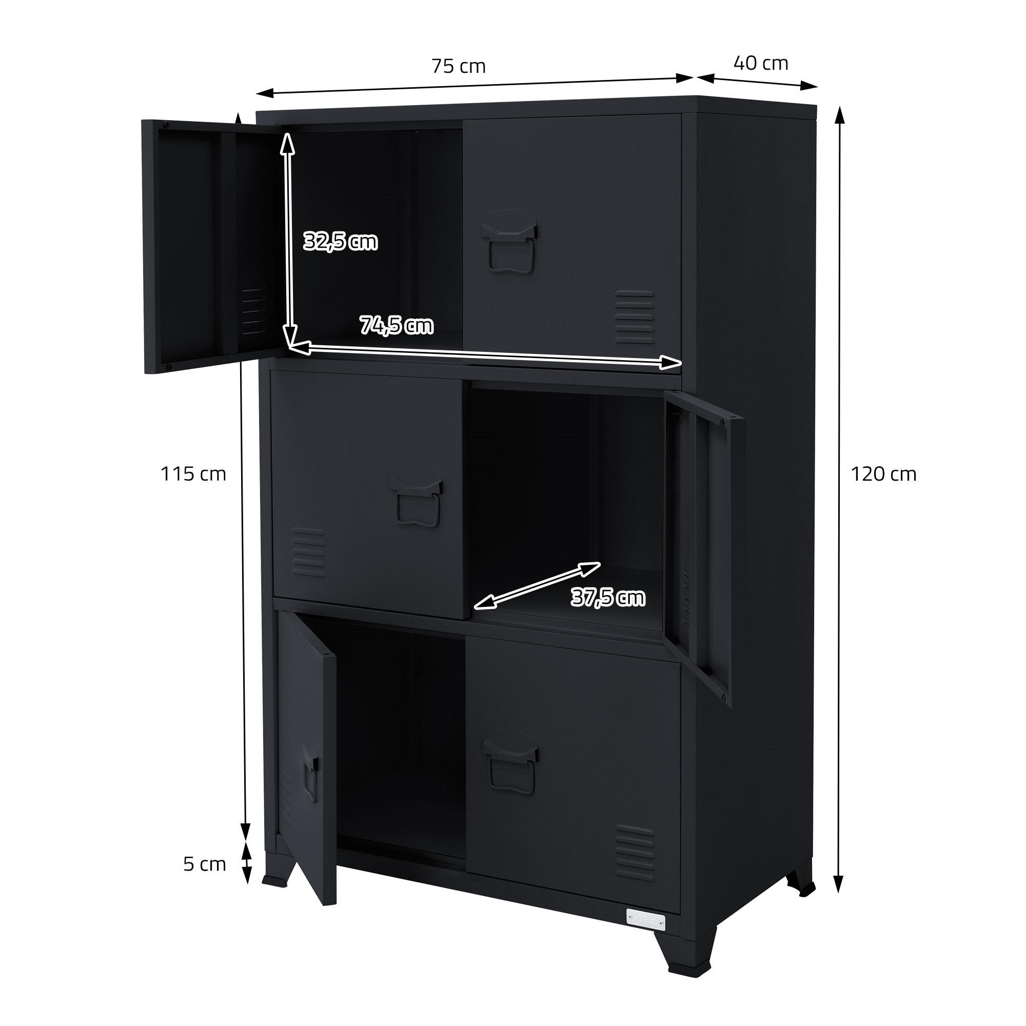 AKTENSCHRANK - Anthrazit, Metall (40/120/75cm) - ML-DESIGN