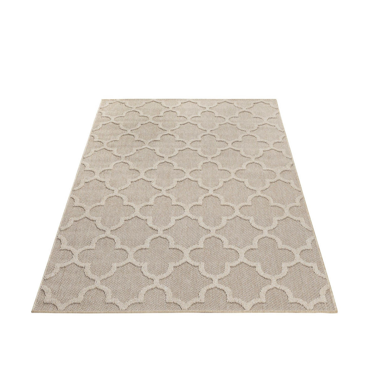 TEPPICH Outdoor Flachgewebe Skandi-Muster Polypropylen Balkon Beige Rechteckig 120x170 - Beige, Textil (120/170cm) - KADIMA DESIGN