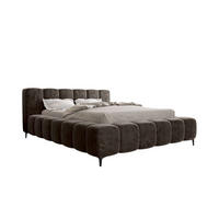 POLSTERBETT COZY Chenille Mokka 160/200 cm - Schwarz/Mokka, Textil/Metall (160/200cm) - 99rooms