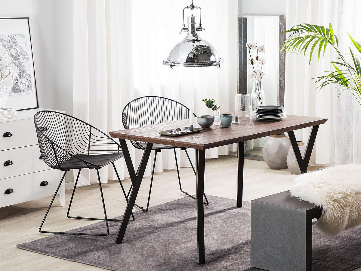 ESSTISCH 140/80/75 cm Dunkelbraun, Schwarz Rechteckig Bravo - Dunkelbraun, Holzwerkstoff (140/80/75cm) - Beliani