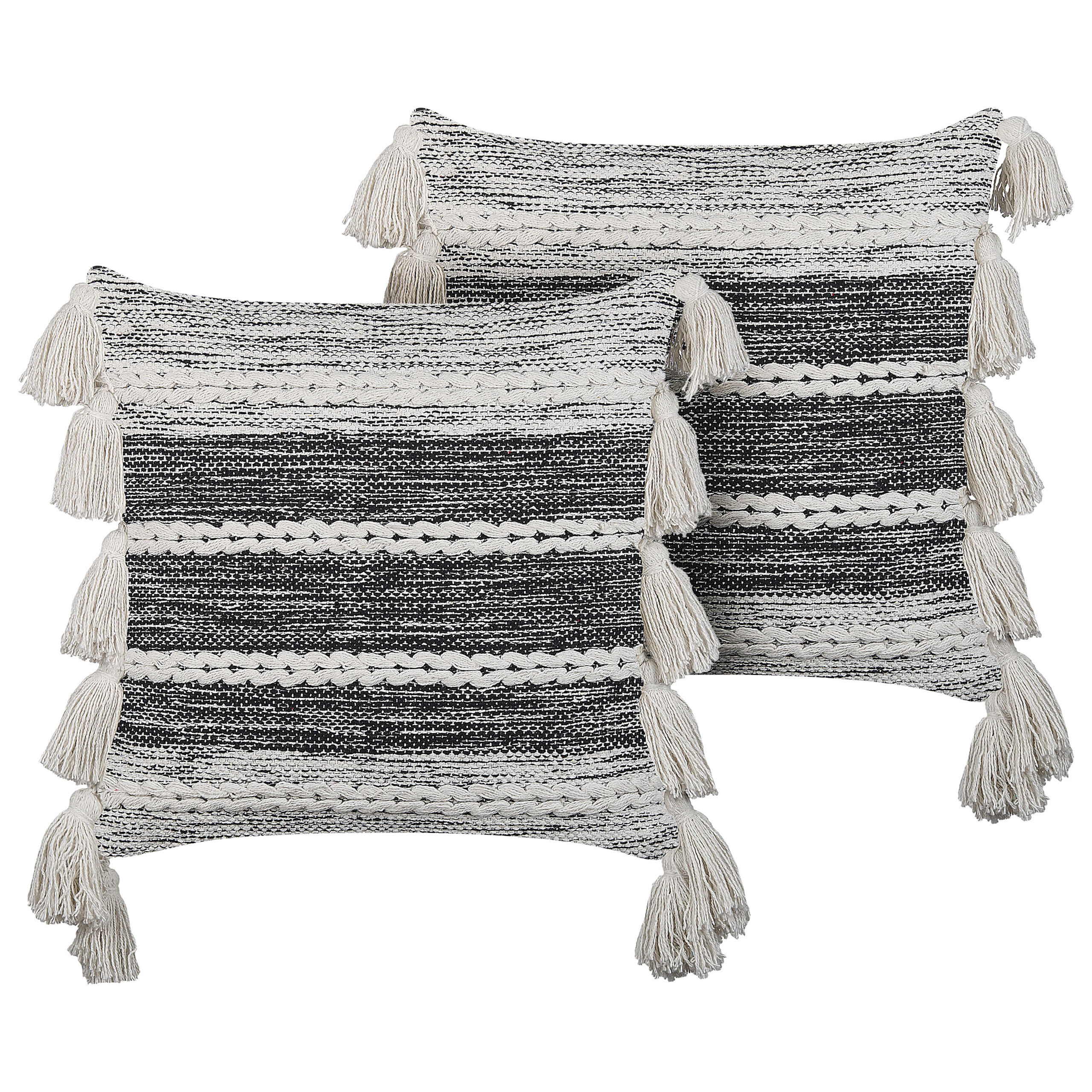 DEKOKISSEN 2er-Set Cremeweiß 45/45 cm Rochea - Ecru, Naturmaterialien/Textil (45/45cm) - Beliani