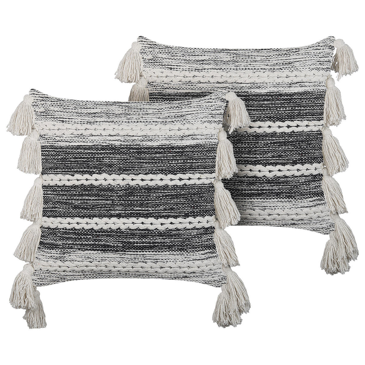 DEKOKISSEN 2er-Set Cremeweiß 45/45 cm Rochea - Ecru, Naturmaterialien/Textil (45/45cm) - Beliani