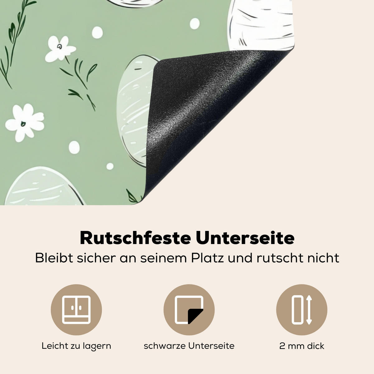 HERDABDECKPLATTE Grün - Eier - Muster Ceranfeldabdeckung 85x52 cm - Waldgrün, Kunststoff (85/52/0.2cm) - MuchoWow