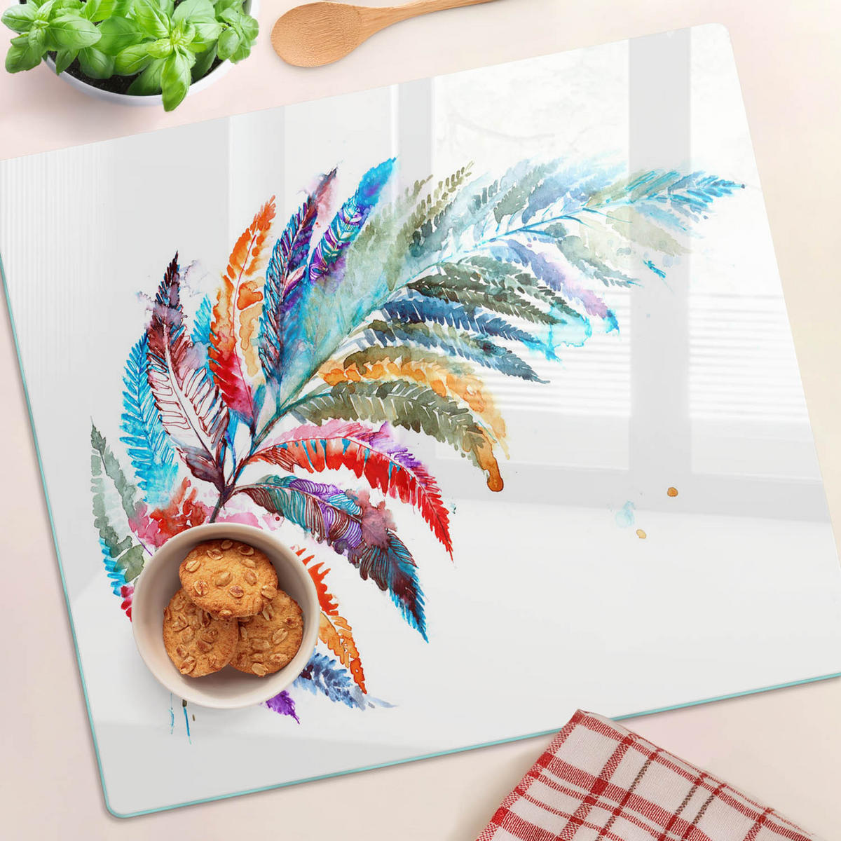 GLASPLATTE 60x52 cm Bunter Stift - Multicolor, Glas (60/0.4/52cm) - TULUP