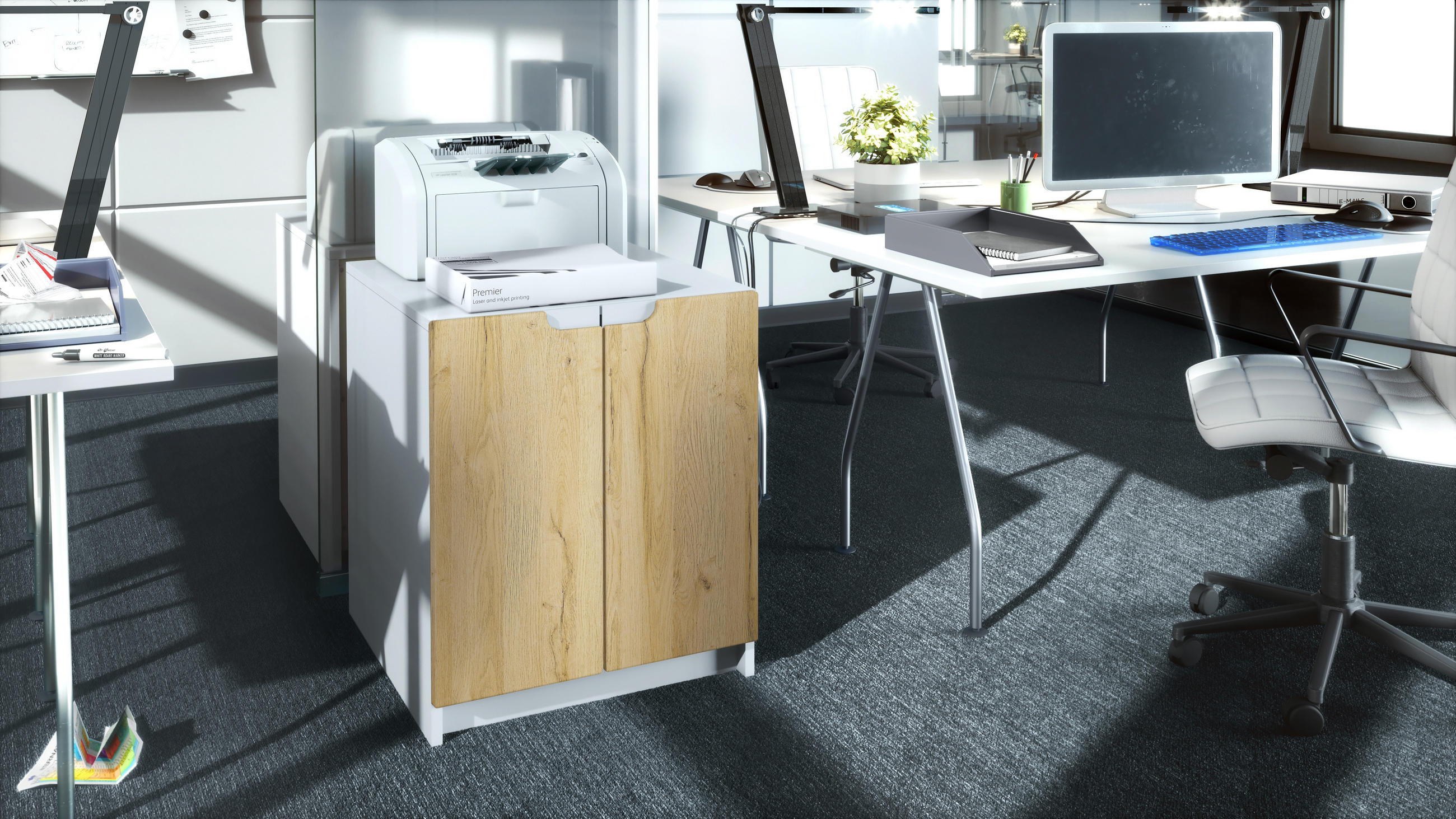 KOMMODE Logan Fronten in Eiche Natur - Eichefarben, Holzwerkstoff (51/60.5/54cm) - Vladon