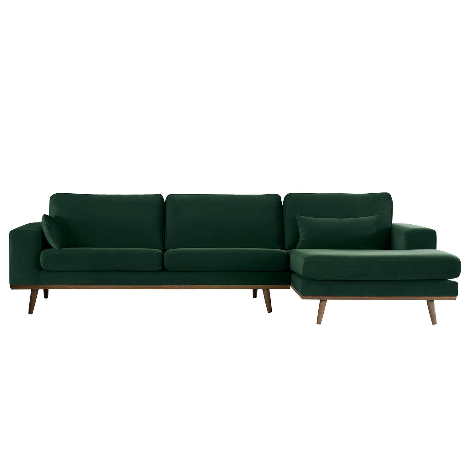 ECKSOFA mit Longchair - Eichefarben/Grün, Eichenholz/Textil (281/153cm) - home24