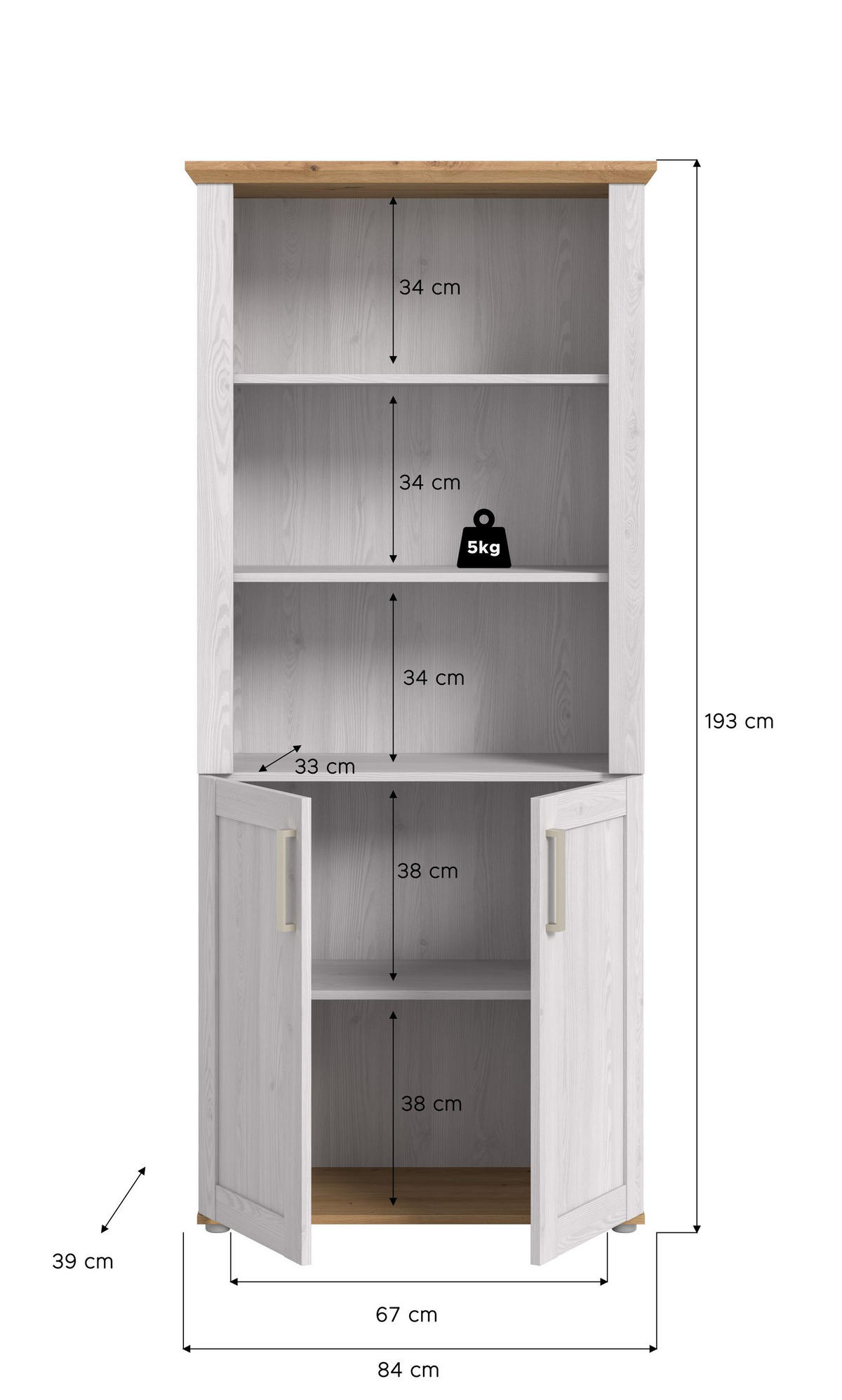 AKTENSCHRANK VERONA (B/H/T: ca. 84/193/39 cm) in Sibiu Lärche Nachbildung/Sibiu Lärche Nachbildung - Lärchefarben, Holzwerkstoff (84/193/39cm)