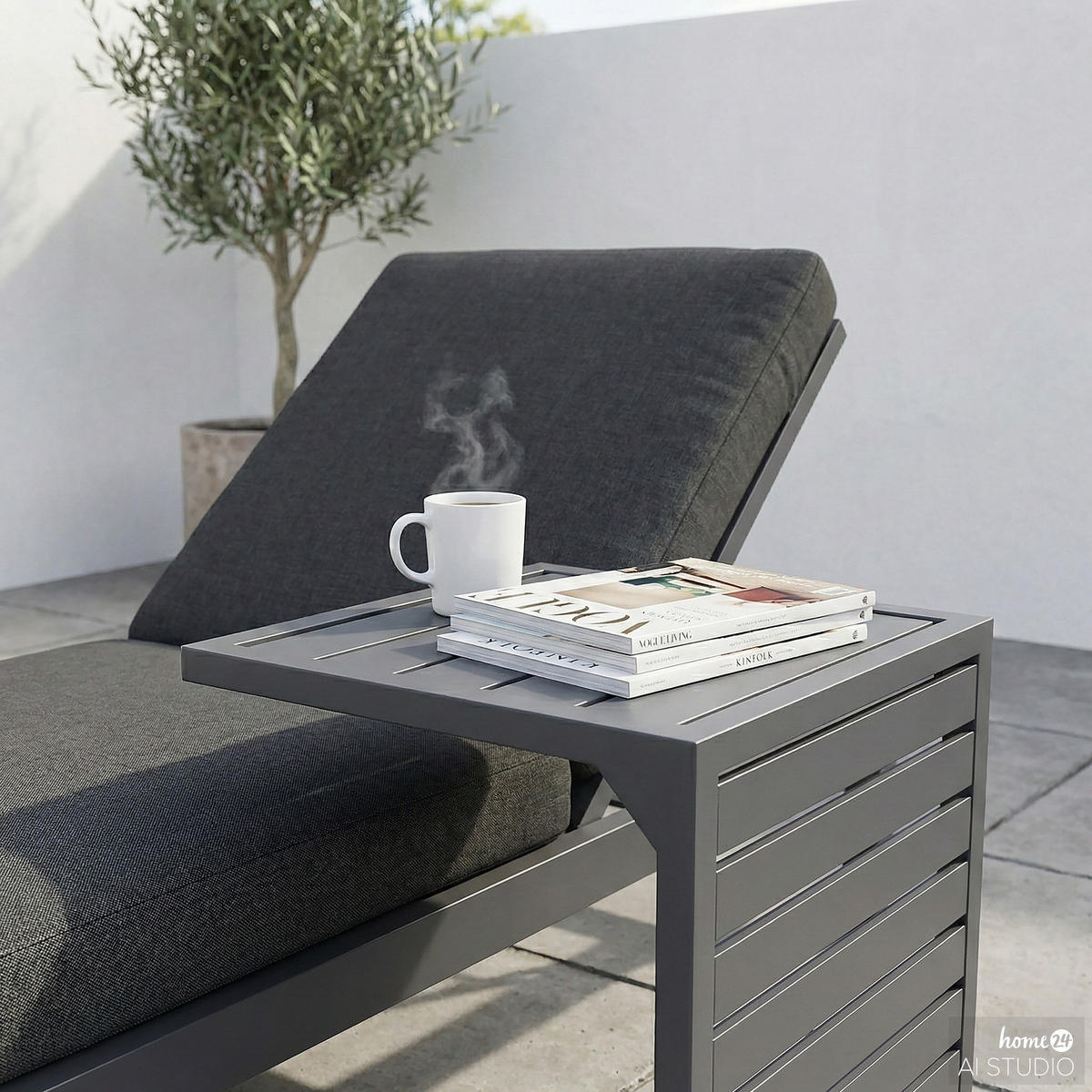 GARTENTISCH - Stahl - Anthrazit - Anthrazit, Metall (34/60/38cm) - home24