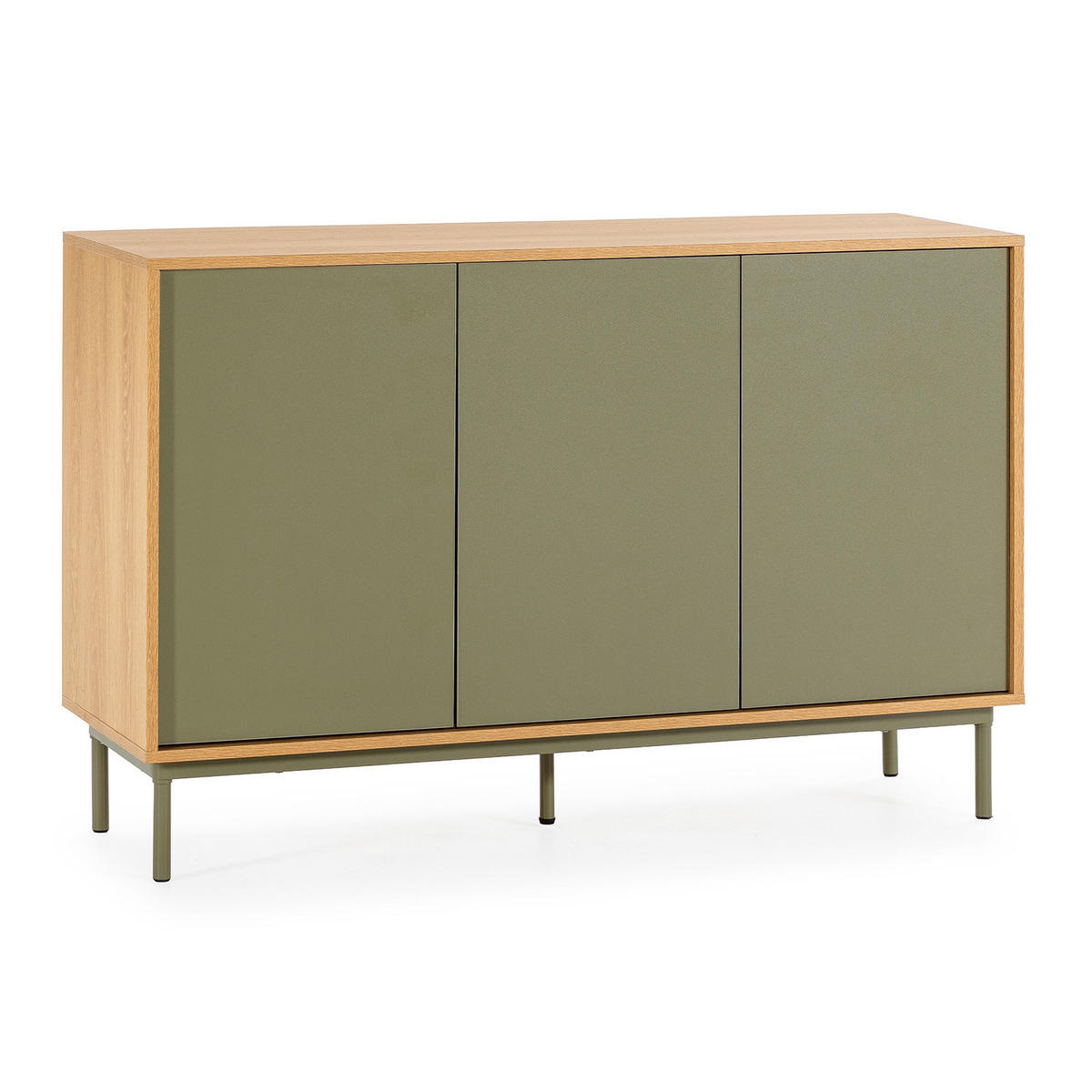 SIDEBOARD Cuzco 3 türen Eichenfarbe/grün - Grün, Holzwerkstoff (120/80/40cm)