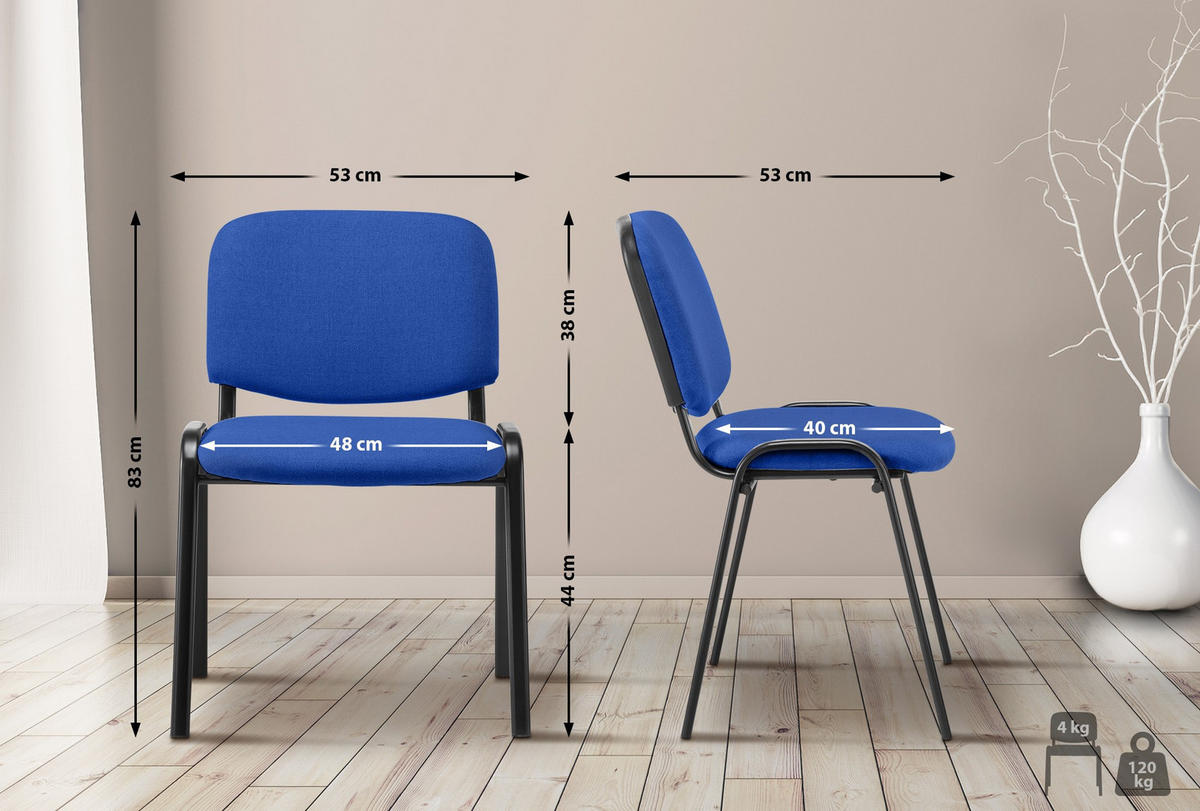 BESUCHERSTUHL Stoff blau - Blau, Textil/Metall (53/83/53cm) - CLP