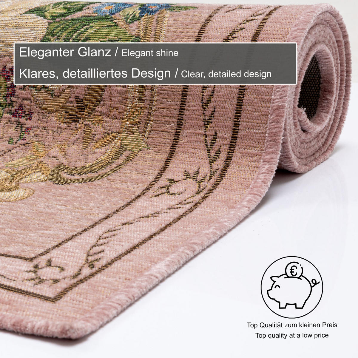 FLACHWEBTEPPICH Flomi Florence 240x340 cm - Rosa, Textil (240/340cm) - THEKO