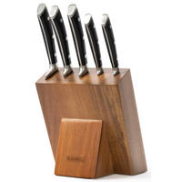 MESSERBLOCK - Deluxe - Kochmesser, Brotmesser, Fleischmesser, Officemesser & Schälmesser 6-teilig - Braun, Holz (2/2/1cm) - Blackwell