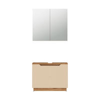 BADMÖBEL-SET Lotta Eiche/Kaschmir gestreift 2 Teile - Kaschmir/Eichefarben, Holzwerkstoff (79.6/62.1/32cm) - Vicco