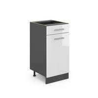 KÜCHENUNTERSCHRANK R-Line Weiß Hochglanz 40 cm ohne AP - Weiß Hochglanz/Anthrazit, Holzwerkstoff (40/81.6/46cm) - Vicco