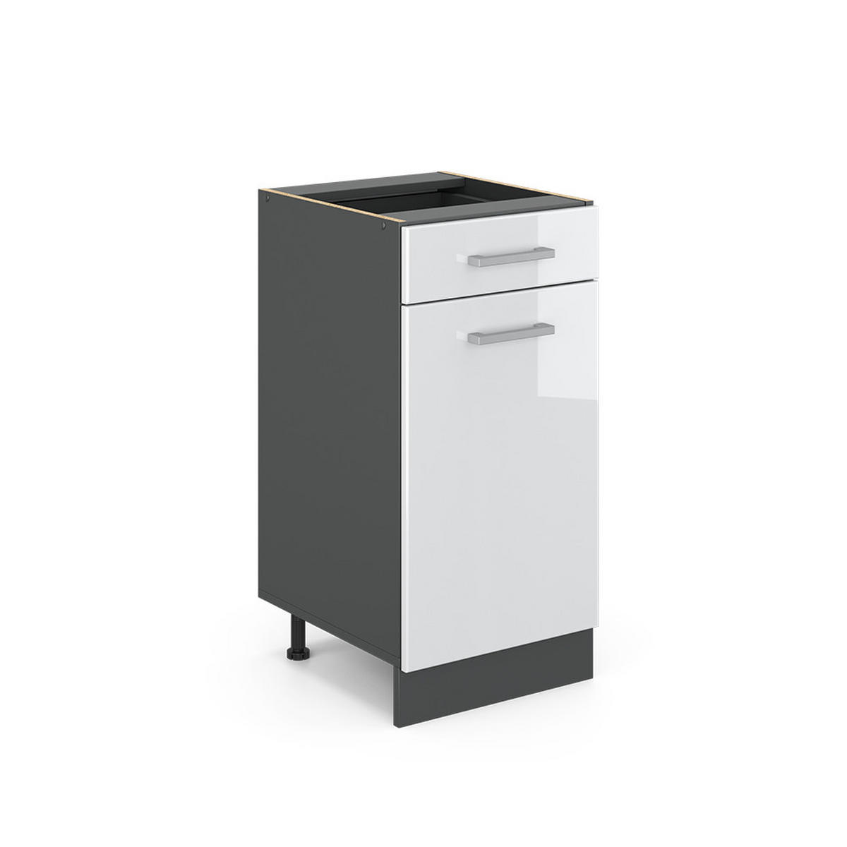KÜCHENUNTERSCHRANK R-Line Weiß Hochglanz 40 cm ohne AP - Weiß Hochglanz/Anthrazit, Holzwerkstoff (40/81.6/46cm) - Vicco