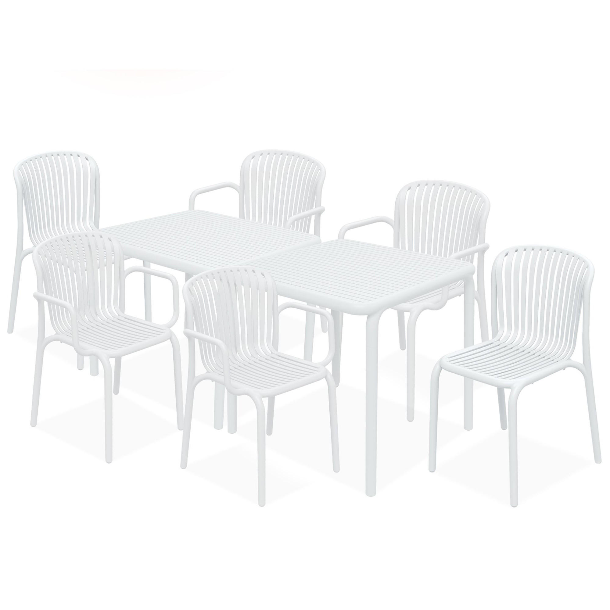 GARTEN ESSGRUPPE FICCARI, Gartenmöbel-Set 8-tlg, Weiß - Weiß, Kunststoff - KONSIMO®