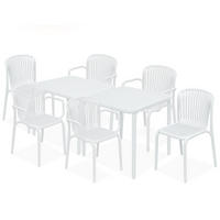 GARTEN ESSGRUPPE FICCARI, Gartenmöbel-Set 8-tlg, Weiß - Weiß, Kunststoff - KONSIMO®