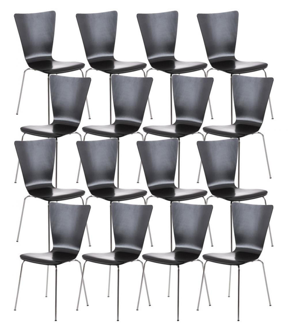 BESUCHERSTUHL 16er Set Holz schwarz - Schwarz, Holz/Metall (43/84/50cm) - CLP