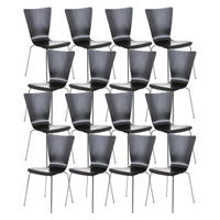 BESUCHERSTUHL 16er Set Holz schwarz - Schwarz, Holz/Metall (43/84/50cm) - CLP