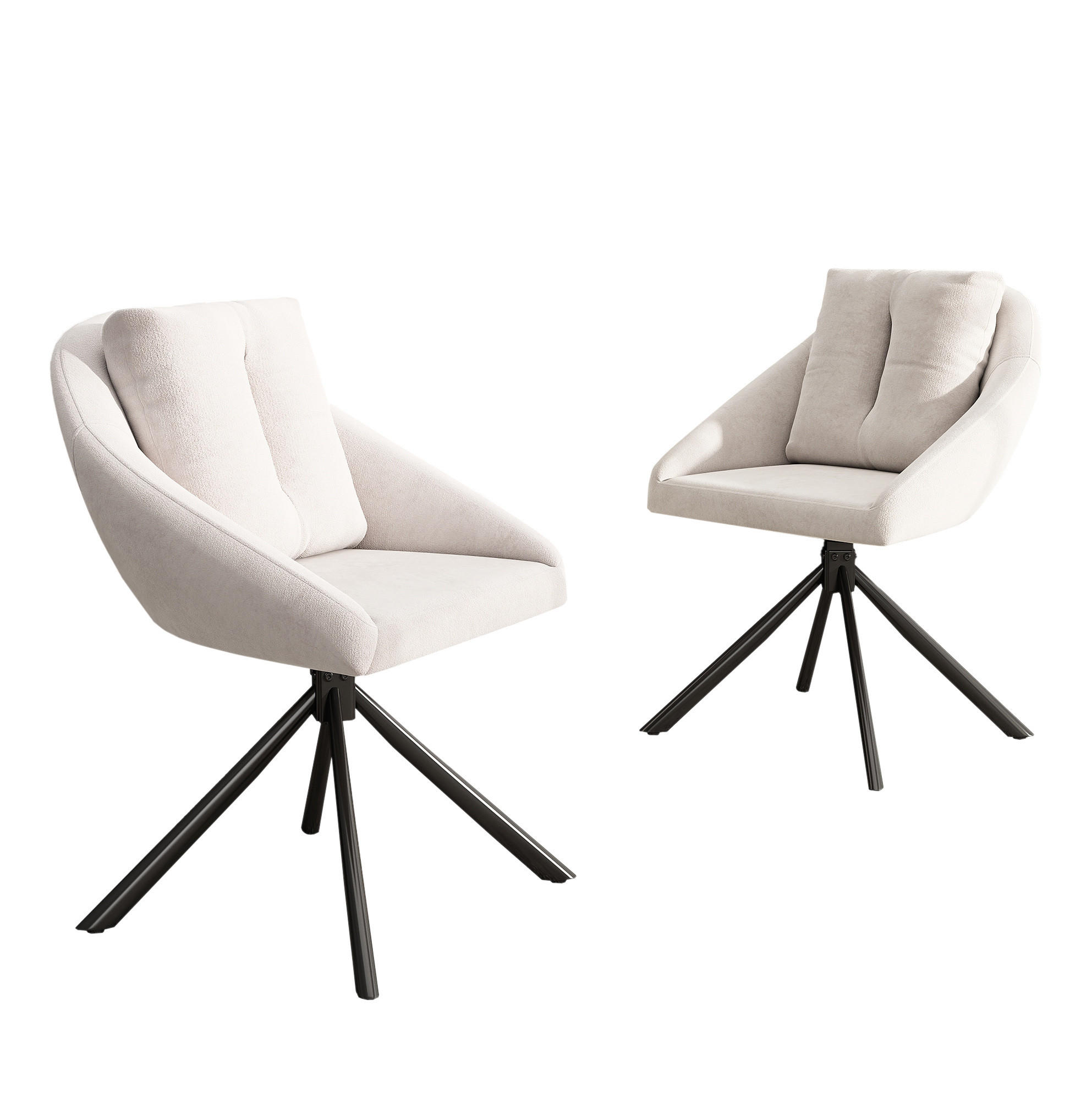 DREHSTUHL ergonomisch Samt Beige 2er-Set - Beige, Metall (54/79/65cm) - Meubliv