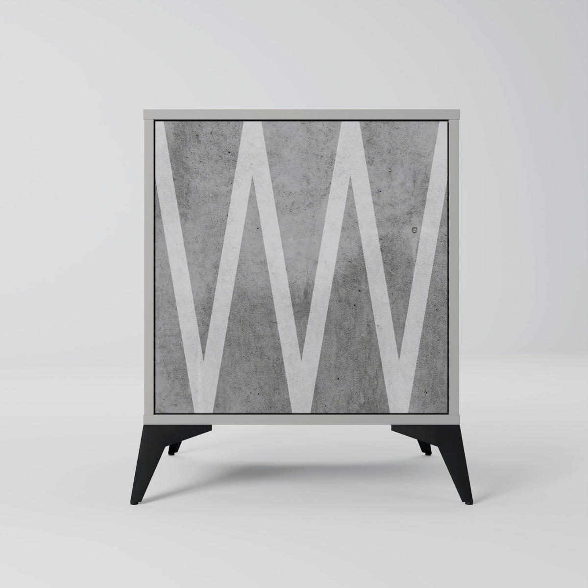 SIDEBOARD SOLID ZIG ZAG, Grau, 57,5x42x72,5 cm, Schwarze Metallfüße - Multicolor/Schwarz, Holzwerkstoff/Metall (57.5/72.5/42cm) - SpaceRebels