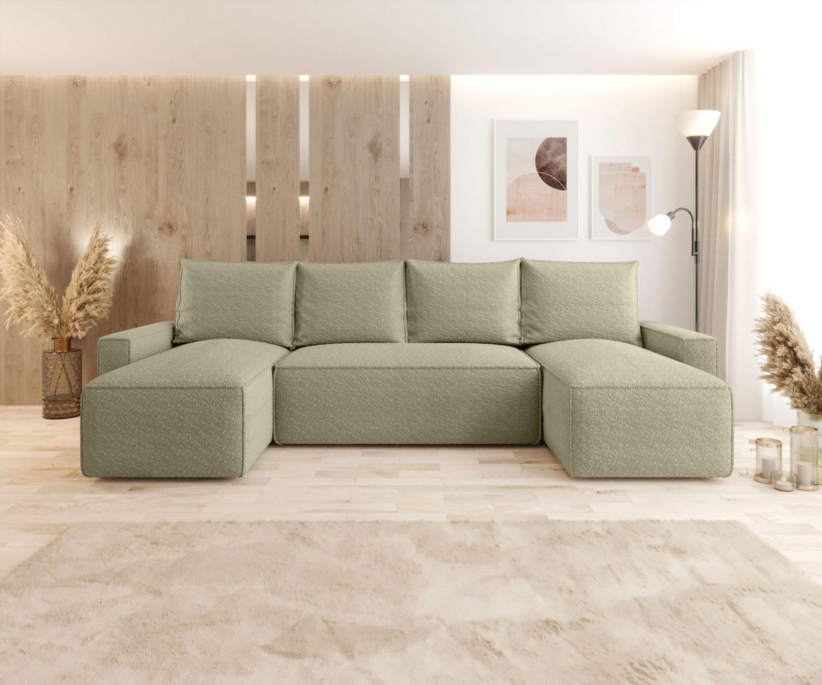 WOHNLANDSCHAFT mit Schlaffunktion SAVIO U Quelle 06 - Beige, Textil (300/75/140cm) - Bedante