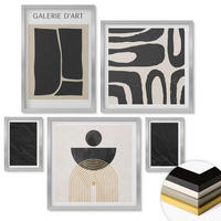 WANDBILDER 5er Set - 50x50 cm & 20x30 cm & 40x60 cm Silberner Rahmen - Abstrakte Marmorformen - Silberfarben, Kunststoff (40/60cm) - ArtPrintCave