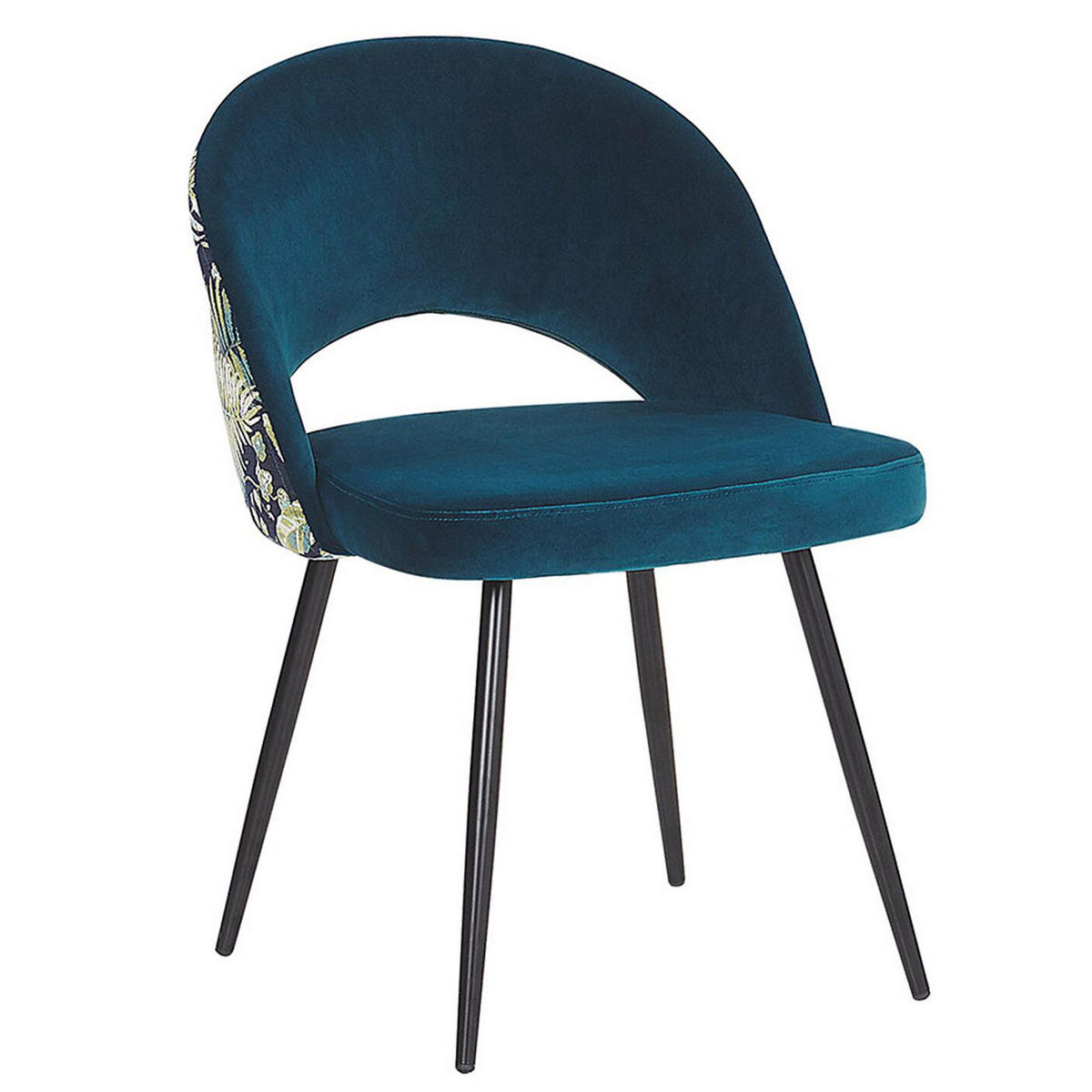 ESSZIMMERSTUHL 2er-Set Samtstoff Blau Vivian - Blau, Textil/Metall (52/77/56cm) - Beliani