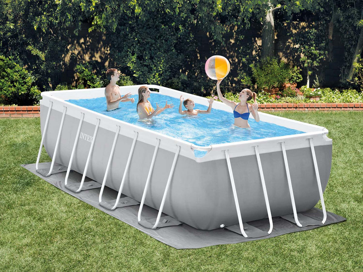 POOL SET 488 x 244 x 107 cm, 6in1 - 26792 - Grau, Textil (488/107/244cm)