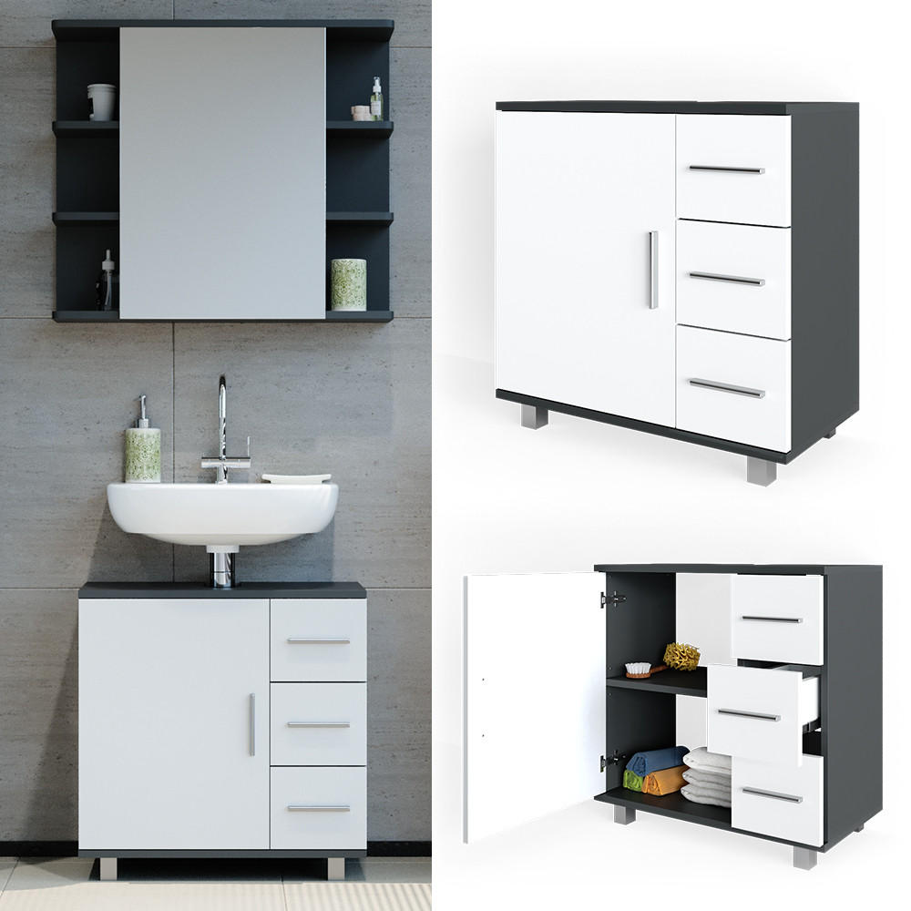 WASCHBECKENUNTERSCHRANK Ilias Anthrazit 60 x 60 cm - Anthrazit, Holzwerkstoff (60/60.8/33cm) - Vicco