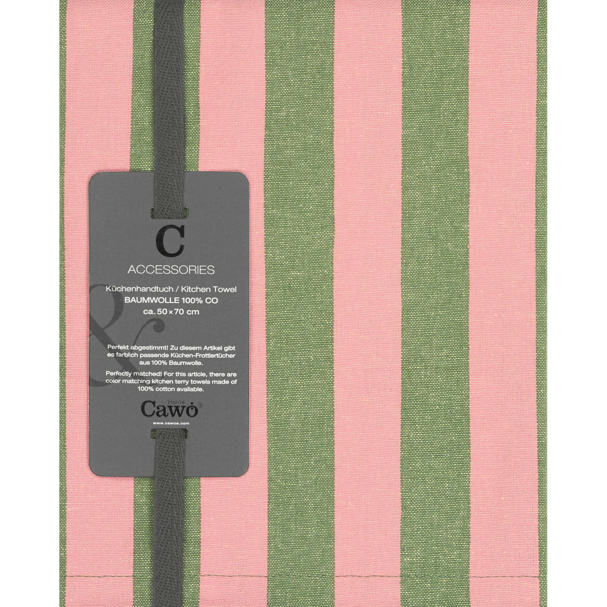 GESCHIRRTÜCHER PRINTS & STRIPES STREIFEN 546 OLIV/ROSA - 24 - Rosa, Textil (50/70cm) - Cawö