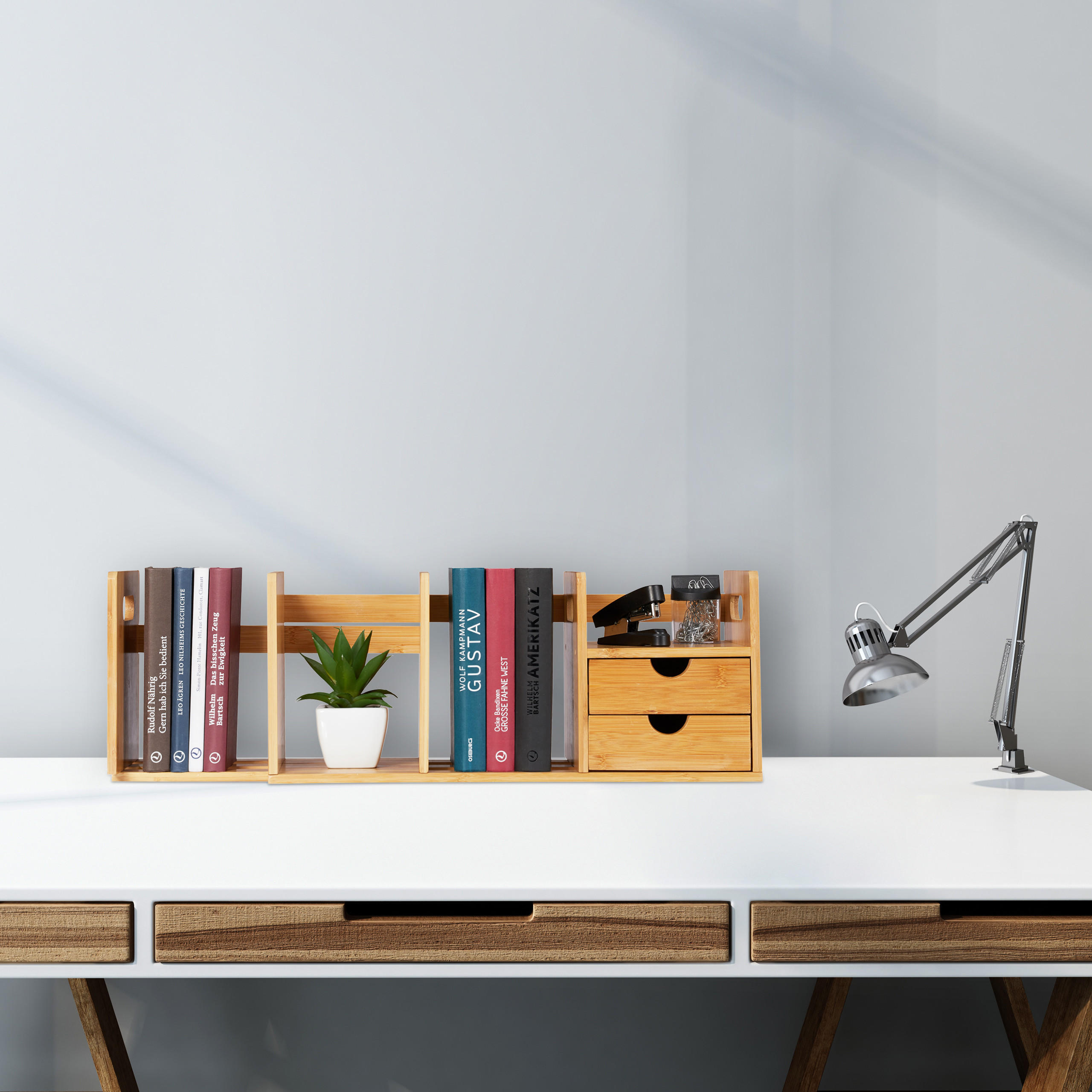 SCHREIBTISCHORGANIZER - Hellbraun, Holz (19/80.5/21cm) - Relaxdays