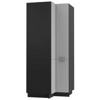 ECKVORRATSSCHRANK Kvantum D24N/207 Schwarz / Dust Grey Matt - Schwarz/Grau, Holz/Holzwerkstoff (90/207/90cm) - Feldmann-Wohnen