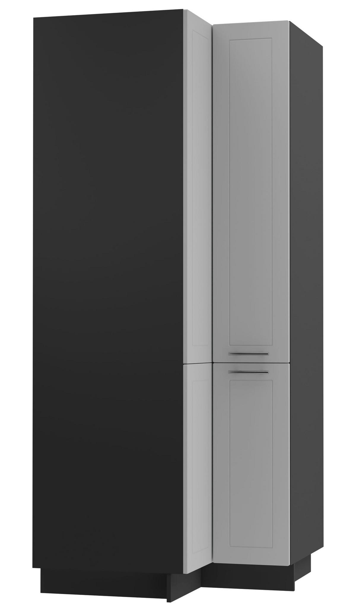 ECKVORRATSSCHRANK Kvantum D24N/207 Schwarz / Dust Grey Matt - Schwarz/Grau, Holz/Holzwerkstoff (90/207/90cm) - Feldmann-Wohnen