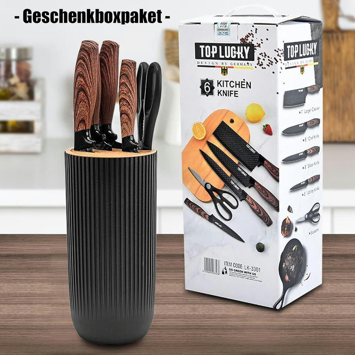 MESSERBLOCK-SET 6-teilig Schwarz Edelstahl Antihaft - Multicolor, Metall