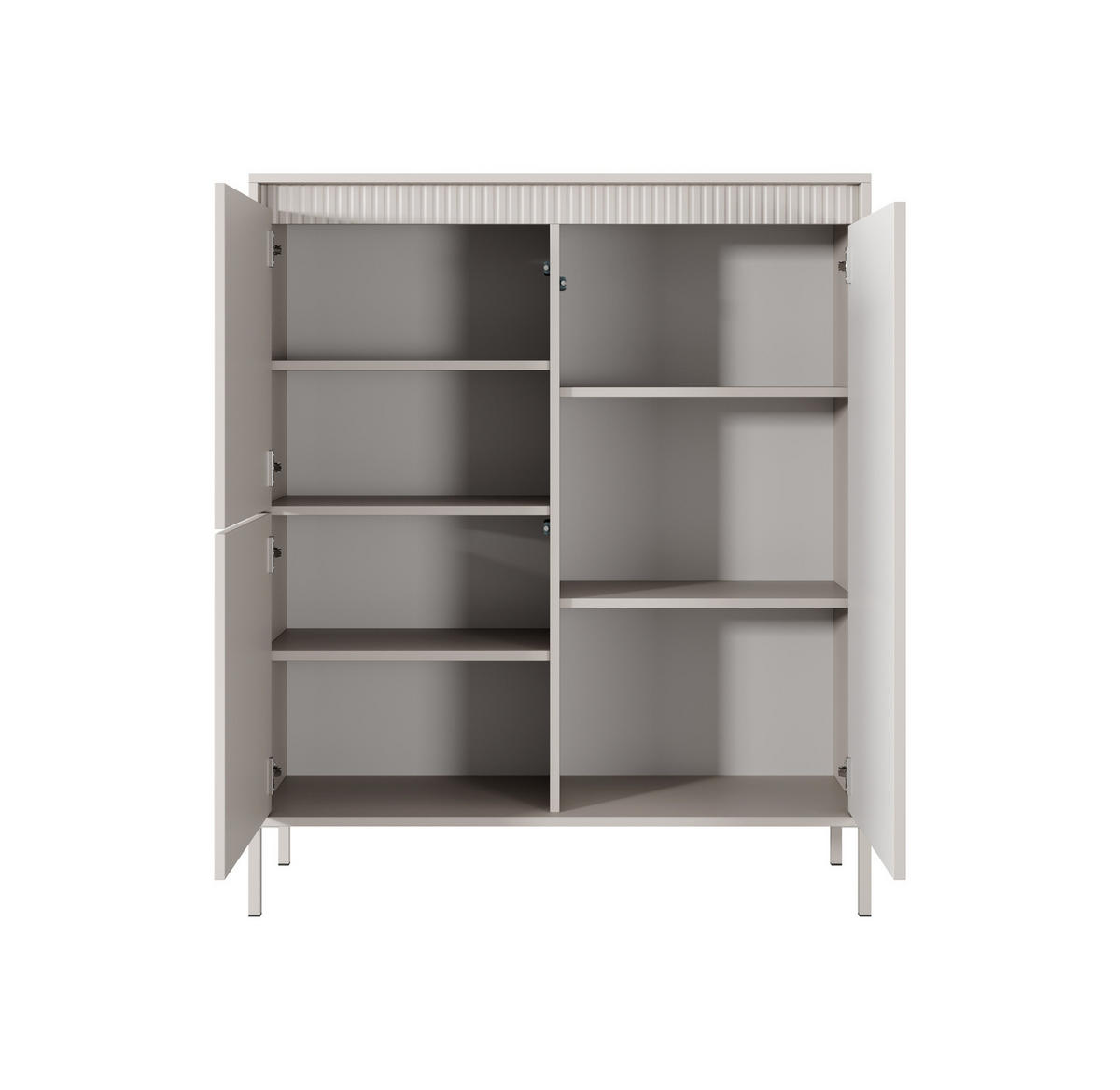 HIGHBOARD Ferrato A 104 cm Beige - mit 3 Türen, 5 Fachböden und Riffel-Optik - Beige, Holz/Holzwerkstoff (103/123/39cm) - Ravio
