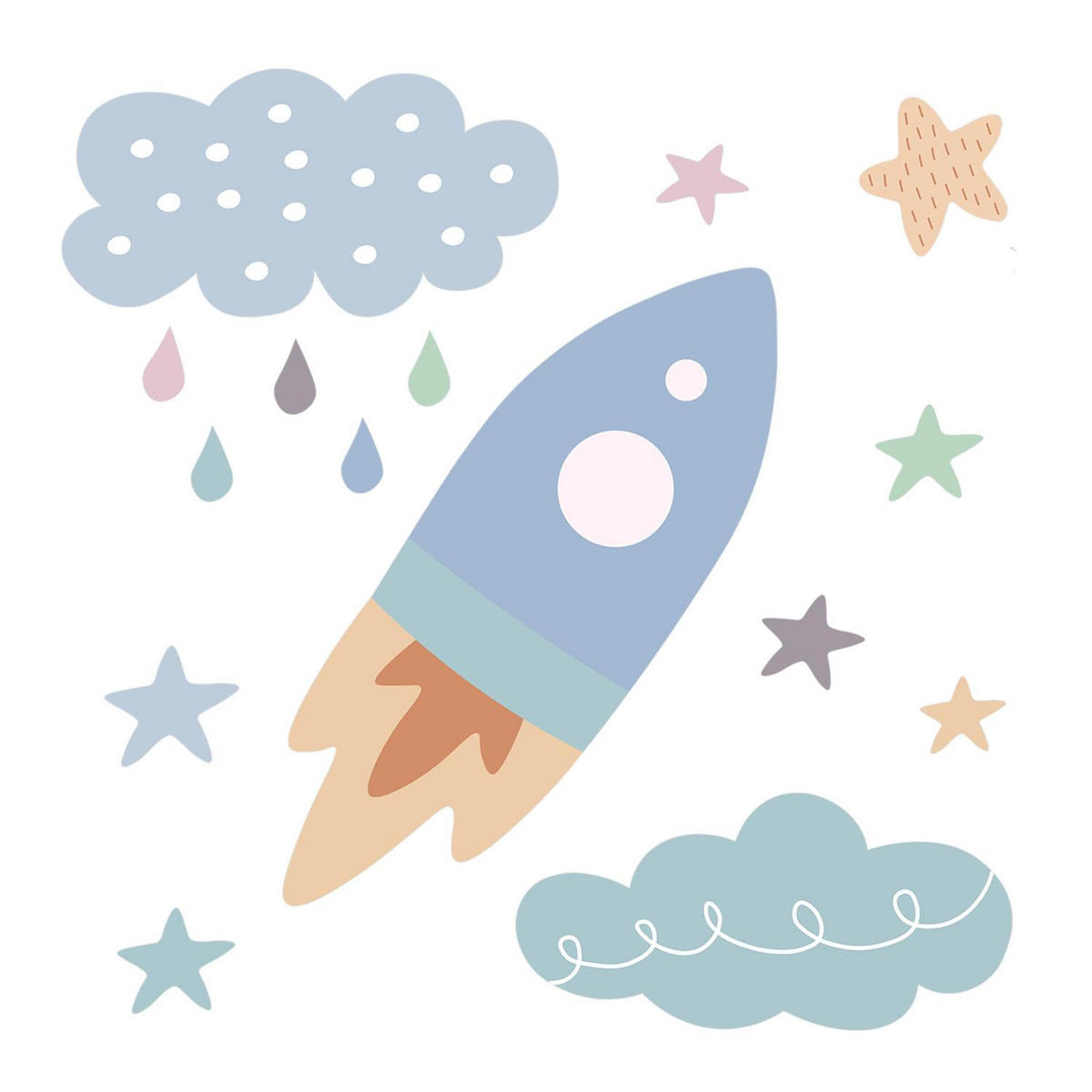 WANDAUFKLEBER 60x100cm - Himmelsraum - Multicolor, Kunststoff (60/100/0.1cm) - Wallfluent