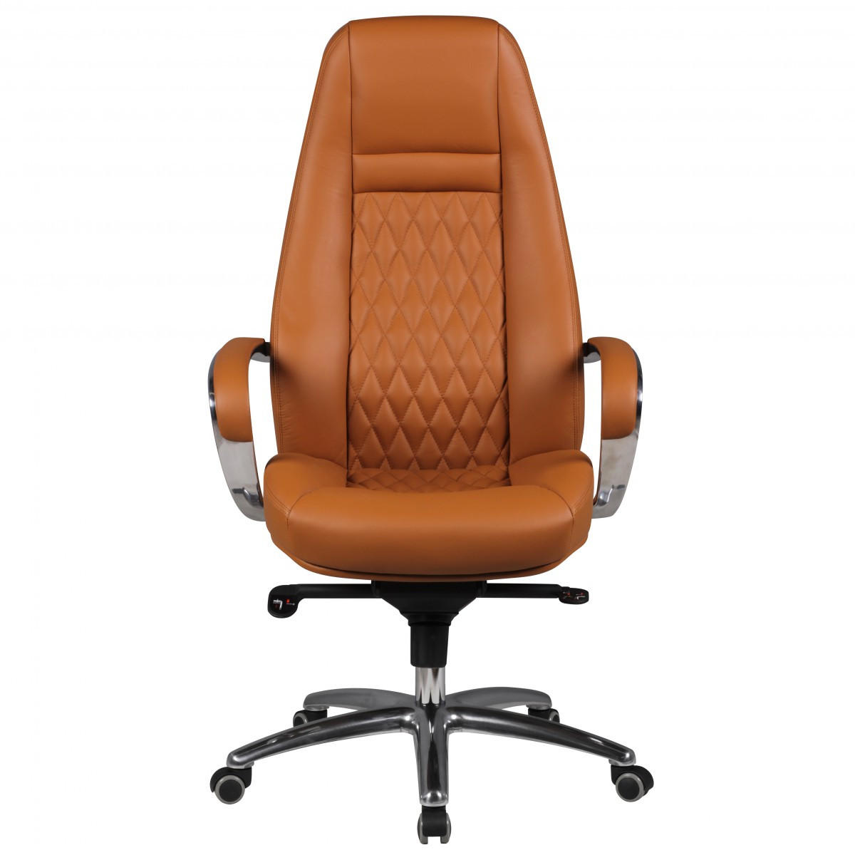 CHEFSESSEL Echtleder mit Aluminiumfußkreuz und ergonomischer Sitzform MADRID, Beige 70x68x130 cm - Beige/Silberfarben, Leder/Metall (70/130/68cm) - KADIMA DESIGN