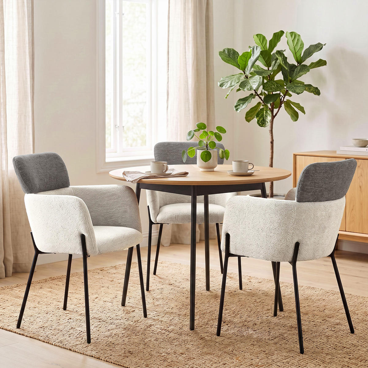 ARMLEHNENSTUHL Osmo mit Metallbeinen, Bouclé-Stoff, Beige+Dunkelgrau - Dunkelgrau/Beige, Textil/Metall (60/85/57cm) - Beautysofa