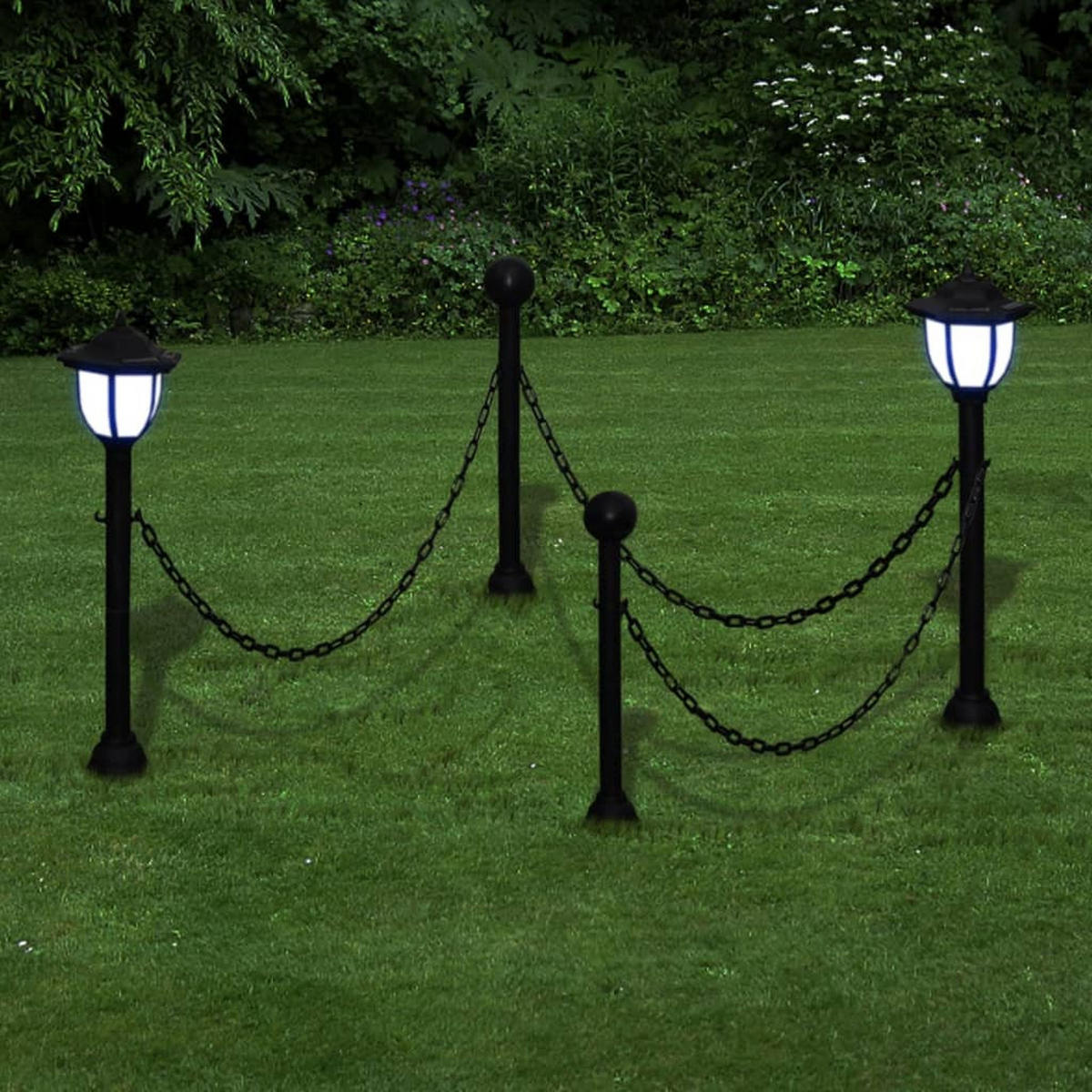 SOLARLEUCHTE 2-TLG. Led Lampe Aussenlampe Gartenleuchte Laterne - Schwarz, Kunststoff (16.5/14.5/125cm) - vidaXL