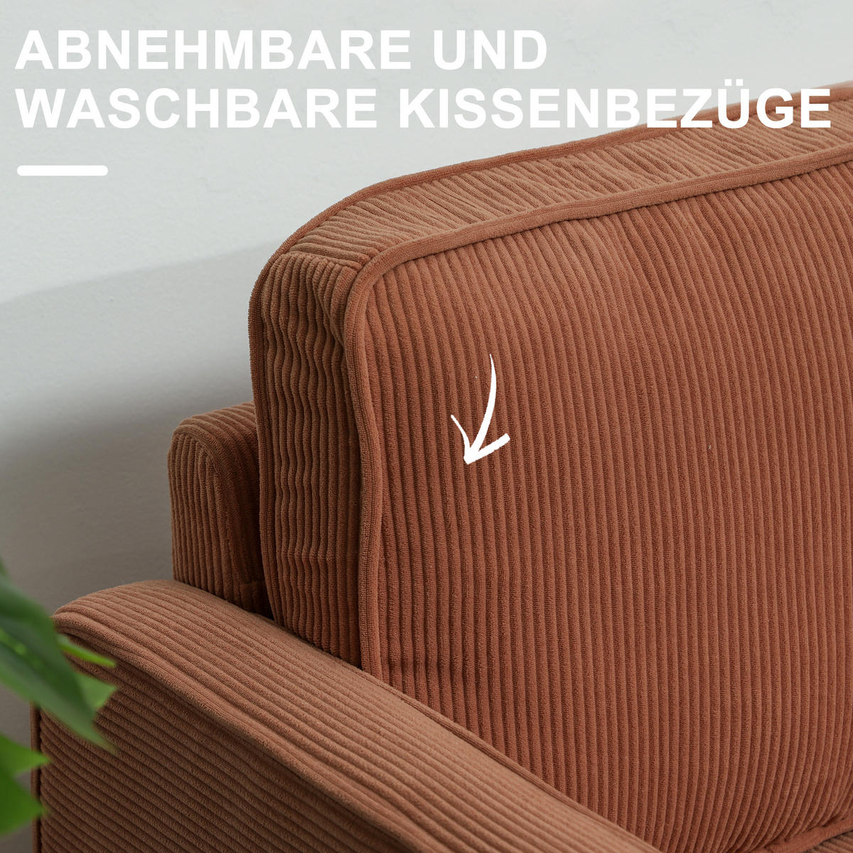 SOFA 2 Sitzer klein Couch mit Armlehne, Stauraum für Wohnzimmer, Orange - Orange/Naturfarben, Holz/Textil (63/79/117cm) - HOMCOM
