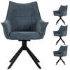 DININGSESSEL Ginosa - 4er Set - drehbar - blau - Blau/Schwarz, Textil/Metall (62/90/66cm) - bene living