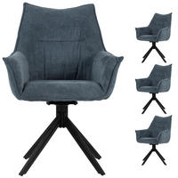 DININGSESSEL Ginosa - 4er Set - drehbar - blau - Blau/Schwarz, Textil/Metall (62/90/66cm) - bene living