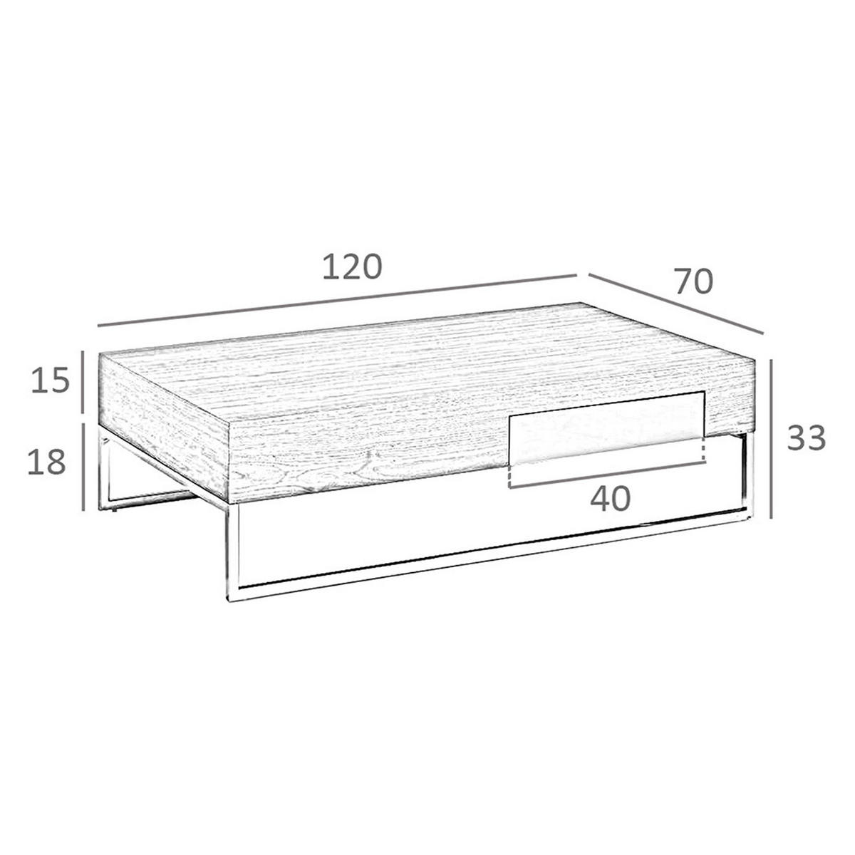 COUCHTISCH Rechteckiger Couchtisch Nussbaum und verchromter Stahl 120/70/33 cm - Edelstahlfarben/Nussbaumfarben, Holz/Metall (70/120/33cm) - ANGEL CERDA